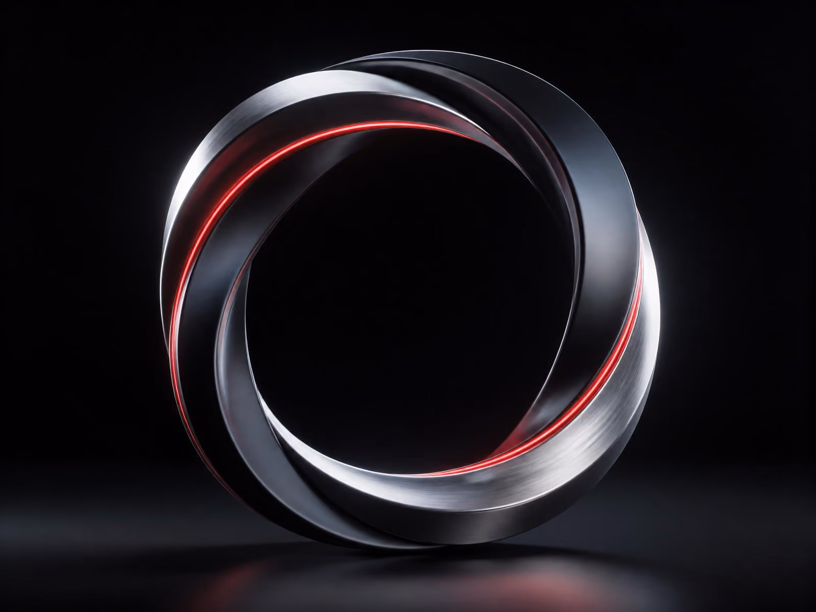 Sculpture métallique abstraite en boucle représentant la pensée circulaire des matériaux